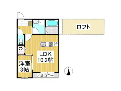 メセナヒルズ(1LDK/2階)の間取り写真