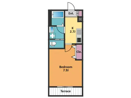 ハレクラニDAITA(1K/1階)の間取り写真