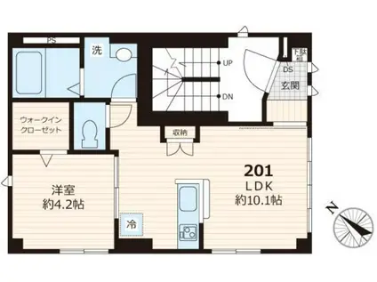 ソラーナ南池袋(1LDK/2階)の間取り写真