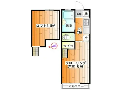 美里ハウス居村(1K/2階)の間取り写真