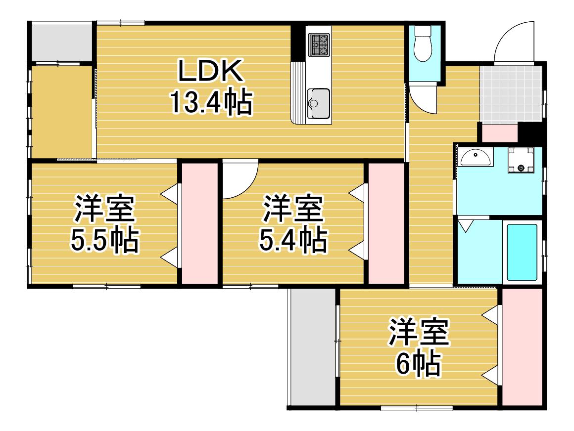 クローリス仙水(3LDK/1階)の間取り写真