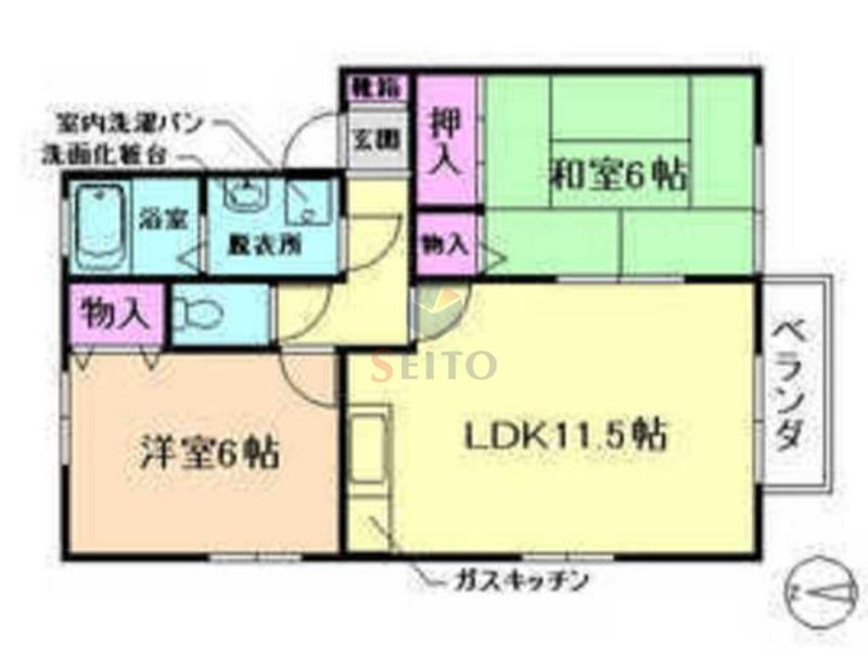 豊友スカイハウス(2LDK/1階)の間取り写真
