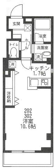 グレイス北新宿(ワンルーム/3階)の間取り写真