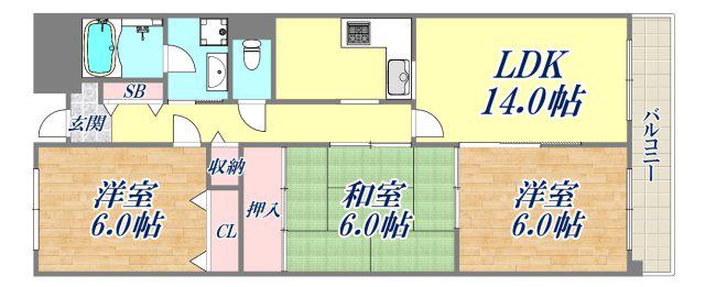 グラン甲子園口(3LDK/2階)の間取り写真