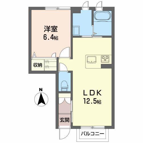 クオリスタ大学病院前(1LDK/1階)の間取り写真