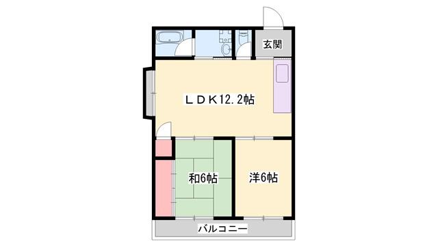 大西マンション(2LDK/2階)の間取り写真