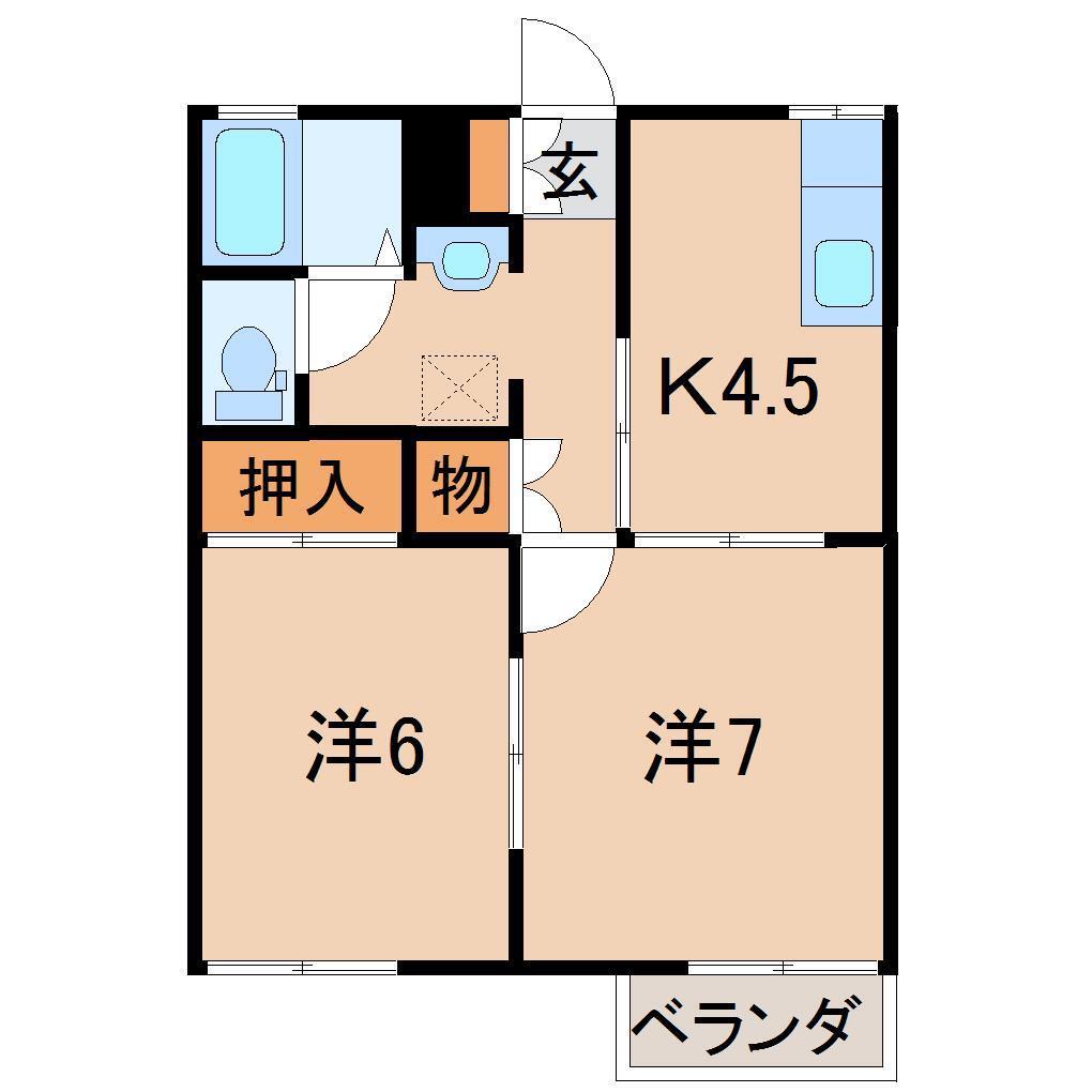 メゾンハーモニーA(2K/2階)の間取り写真