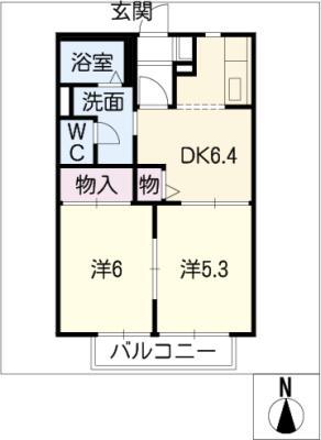 ソフィア 壱番館(2DK/1階)の間取り写真