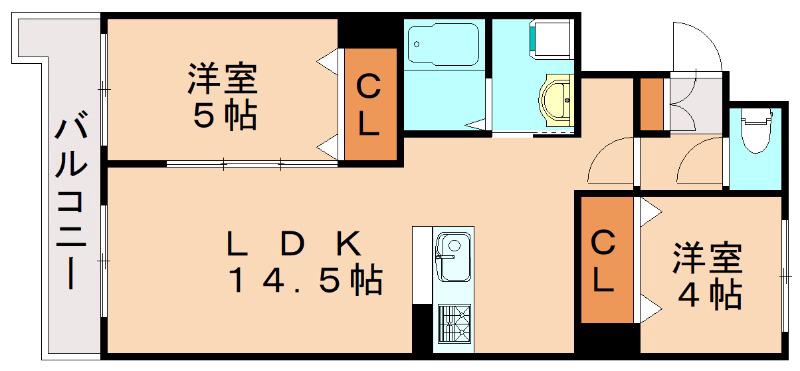 第60川崎ビル(2LDK/3階)の間取り写真