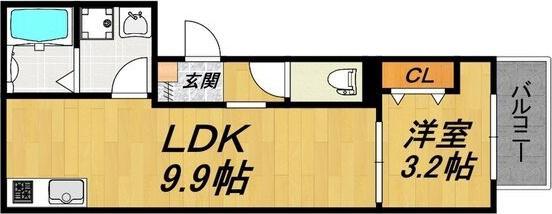 LE COCON 江南III(1LDK/1階)の間取り写真