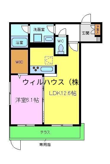 シャーメゾンHANA(1LDK/1階)の間取り写真