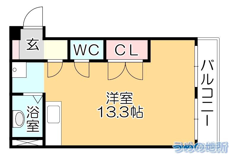 ワンバイワン(ワンルーム/1階)の間取り写真