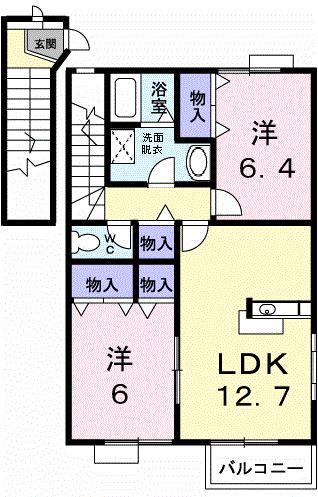 エルピーダMA棟(2LDK/2階)の間取り写真
