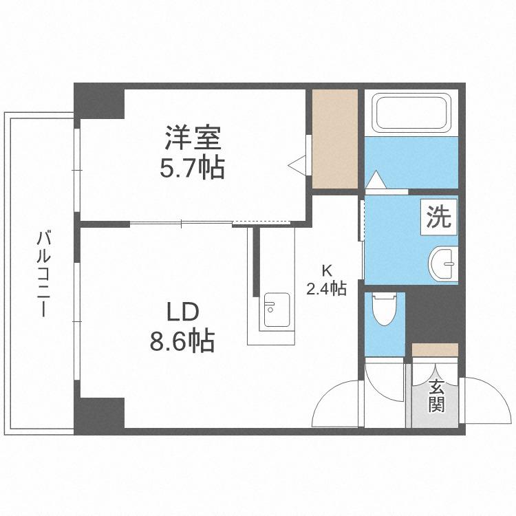 レゾ札幌(1LDK/4階)の間取り写真