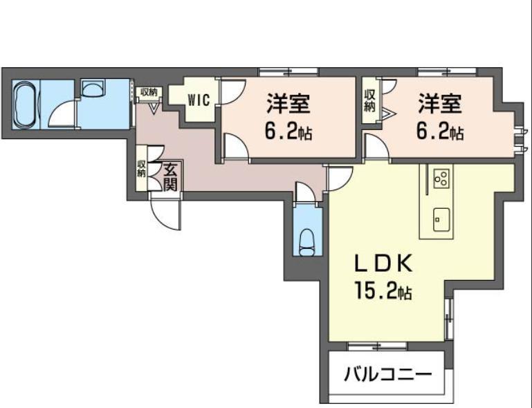 エクラージュ・レジデンス(2LDK/2階)の間取り写真