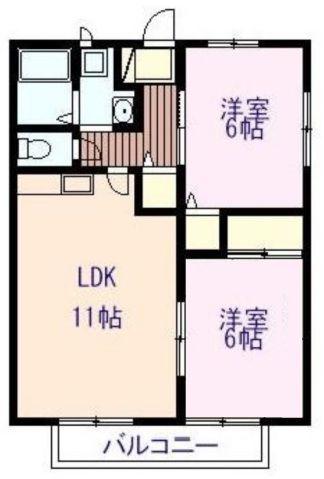 シャトレ・アサヒ(2LDK/3階)の間取り写真