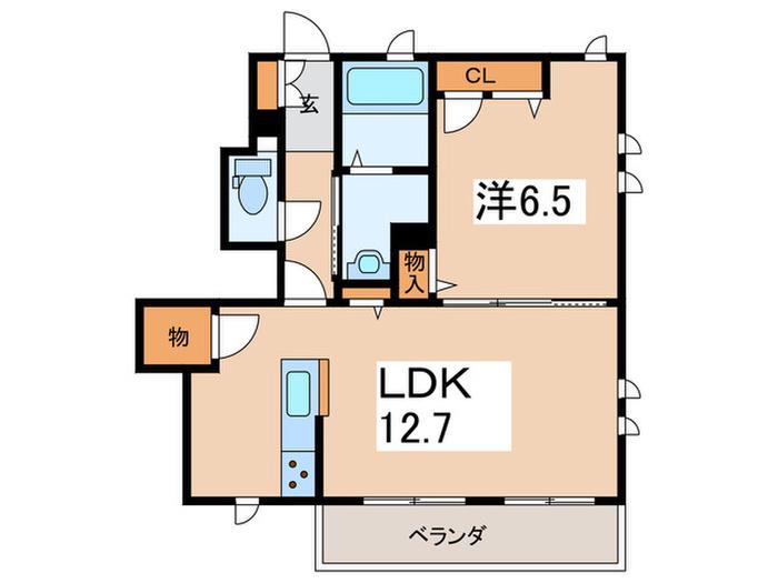 ル・シエル中町(1LDK/1階)の間取り写真