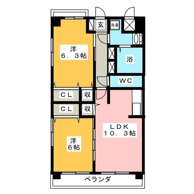レフィナード(2LDK/2階)の間取り写真