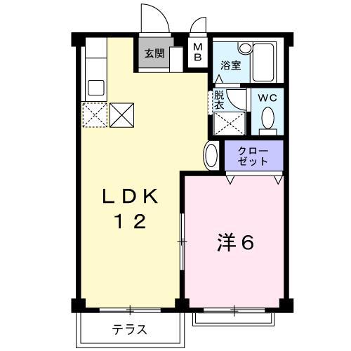 ニューシティーA(1LDK/1階)の間取り写真
