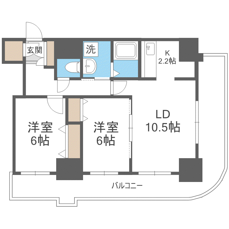 ティアラタワー中島倶楽部(2LDK/5階)の間取り写真