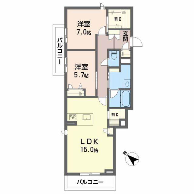 アルフラット サクラ(2LDK/2階)の間取り写真