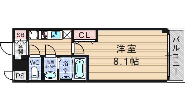 サムティ阿波座BELSIA(1K/11階)の間取り写真