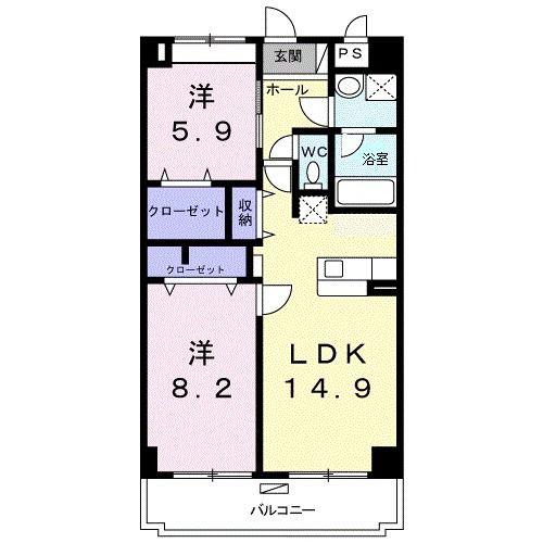 プランドールM(2LDK/3階)の間取り写真