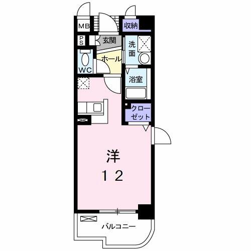 花水木I(ワンルーム/1階)の間取り写真