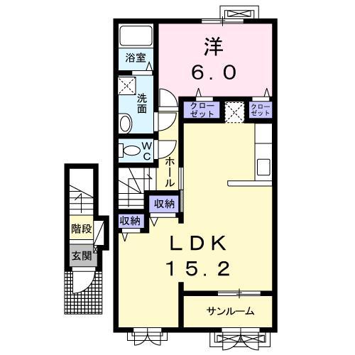 Gセレッソ II(1LDK/2階)の間取り写真