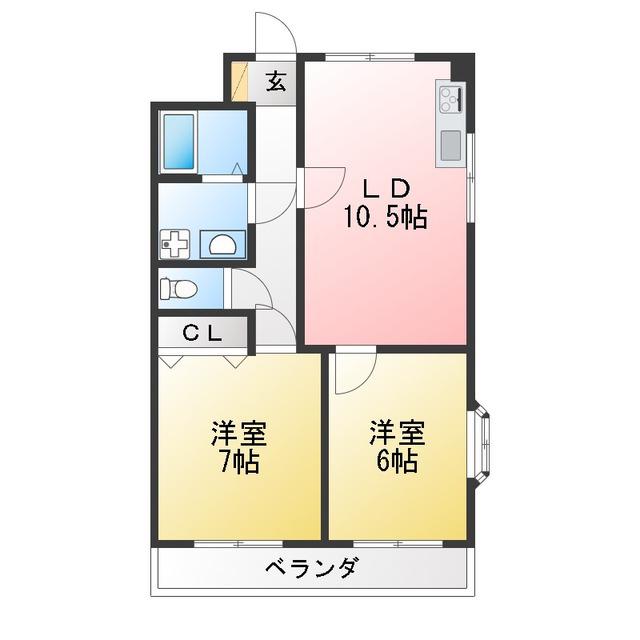 コーズハイム(2LDK/2階)の間取り写真