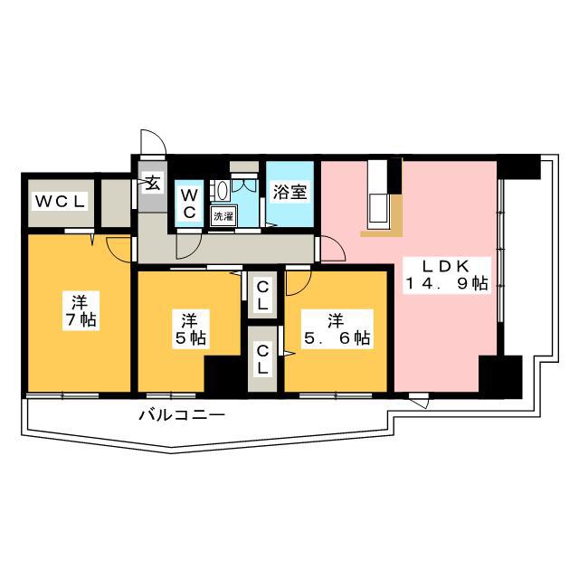 アムシュトラーセ(3LDK/4階)の間取り写真