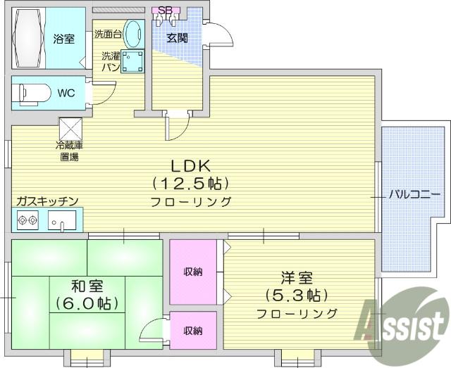 ビレッジ・ディナA(2LDK/1階)の間取り写真