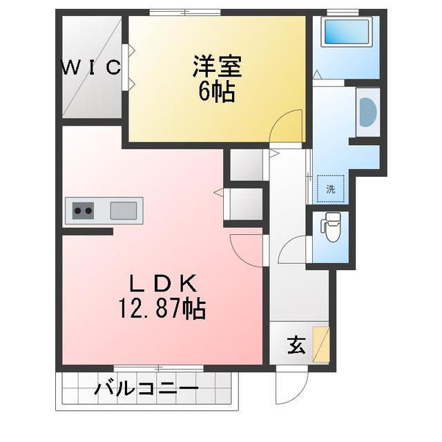 フィオレット エム B棟(1LDK/1階)の間取り写真