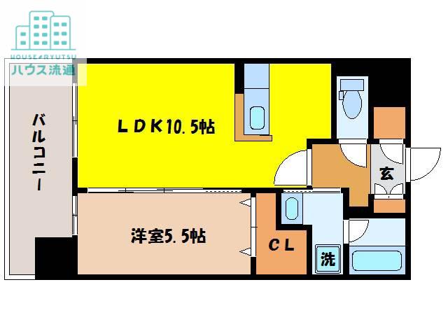 ABITI浜町(1LDK/13階)の間取り写真