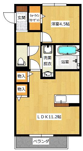 ヒルズ長栖(1LDK/3階)の間取り写真