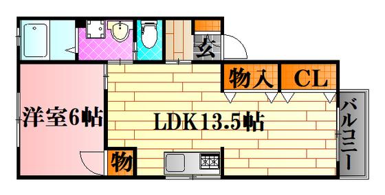 セジュール大町西(1LDK/1階)の間取り写真