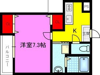 フジパレス鴻池新田駅北(1LDK/3階)の間取り写真