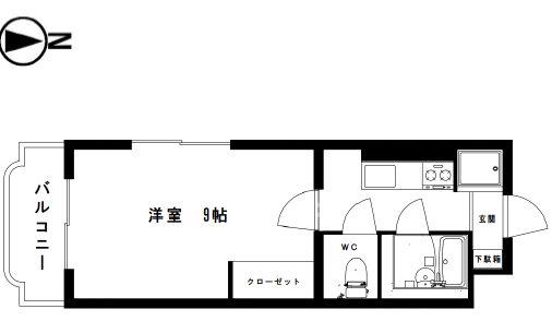 メゾンポプリ(1K/1階)の間取り写真