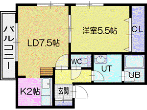 ブリッジひばりヶ丘(1LDK/3階)の間取り写真