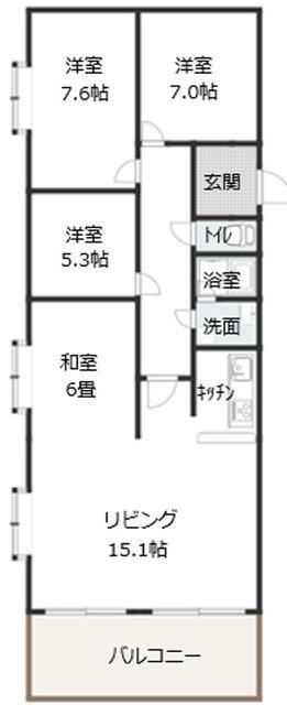 シーアイマンション中島丁(4LDK/3階)の間取り写真