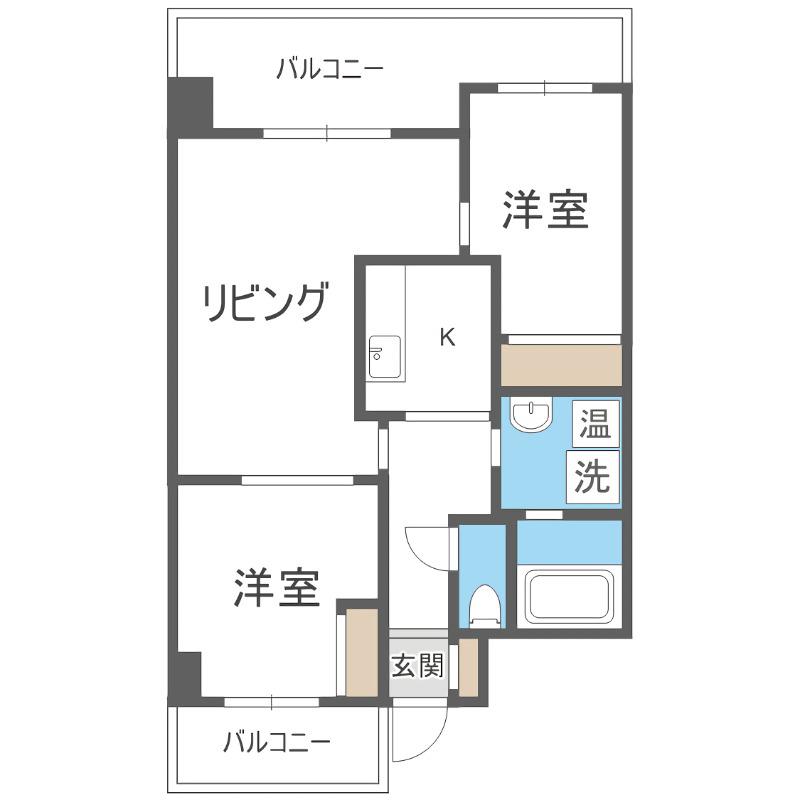 ヴィラ福住(2LDK/6階)の間取り写真