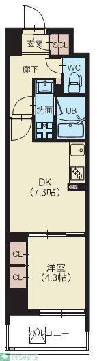スプランディッド西日暮里(1DK/5階)の間取り写真