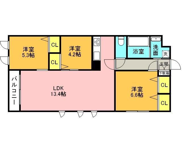 THE BELUGA 世田谷 RESIDENCE(3LDK/2階)の間取り写真