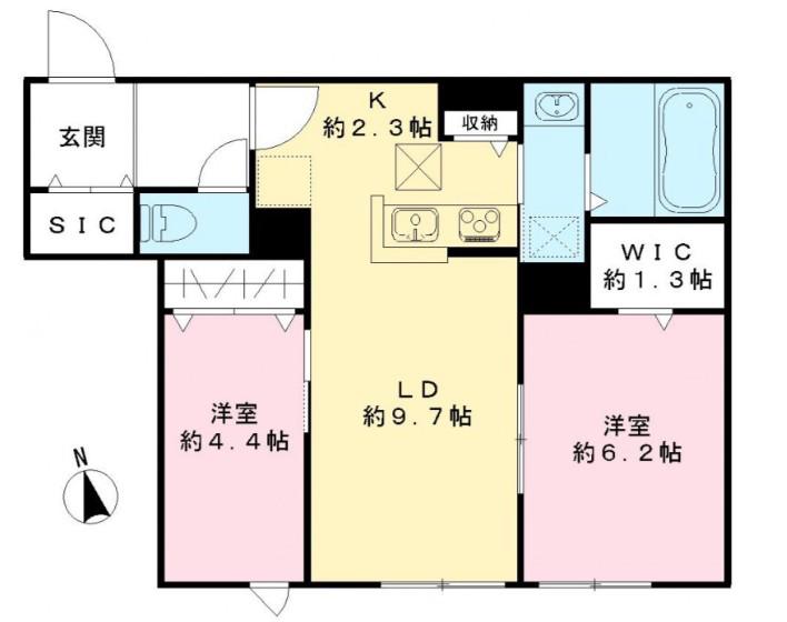 ル シエル(2LDK/1階)の間取り写真