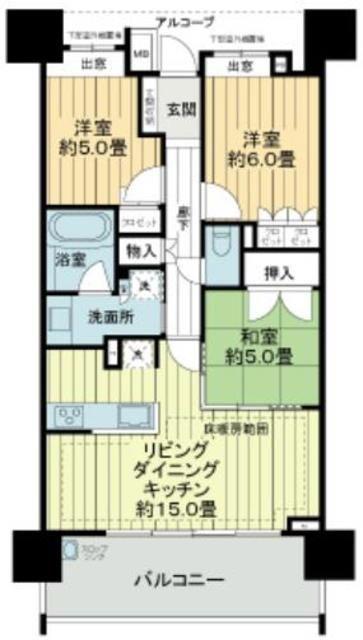 ライオンズ川越グランフォート(3LDK/7階)の間取り写真