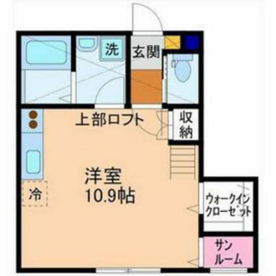 ハレクラニ(ワンルーム/2階)の間取り写真