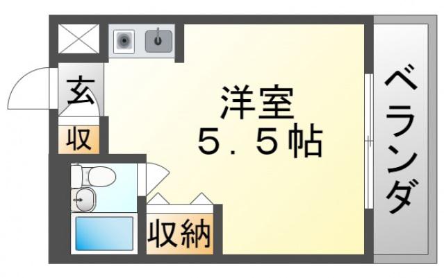 メゾン江坂イースト(ワンルーム/2階)の間取り写真