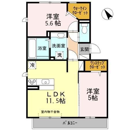 JR阪和線 久米田駅 徒歩3分 3階建 築15年(2LDK/2階)の間取り写真