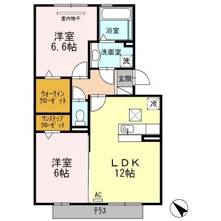 スプリングフィールドA棟(2LDK/1階)の間取り写真
