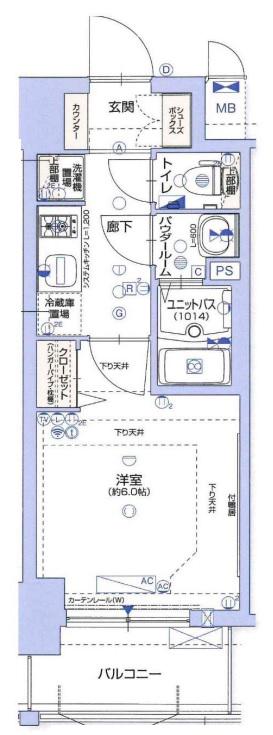 グランカリテ大阪城イースト(1K/12階)の間取り写真